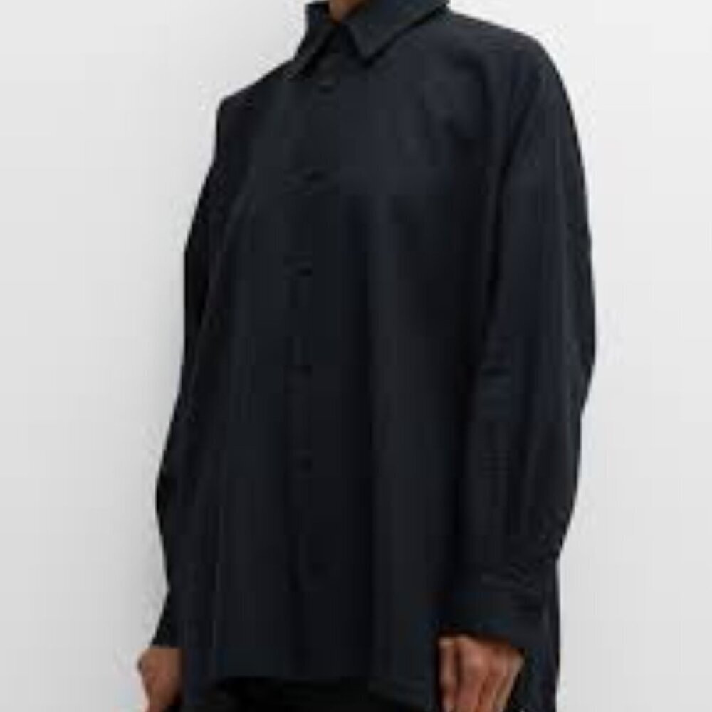 Eskandar Women Wool/Cashmere Basic Button-Up Lightweight Shirt Jacket Size 1